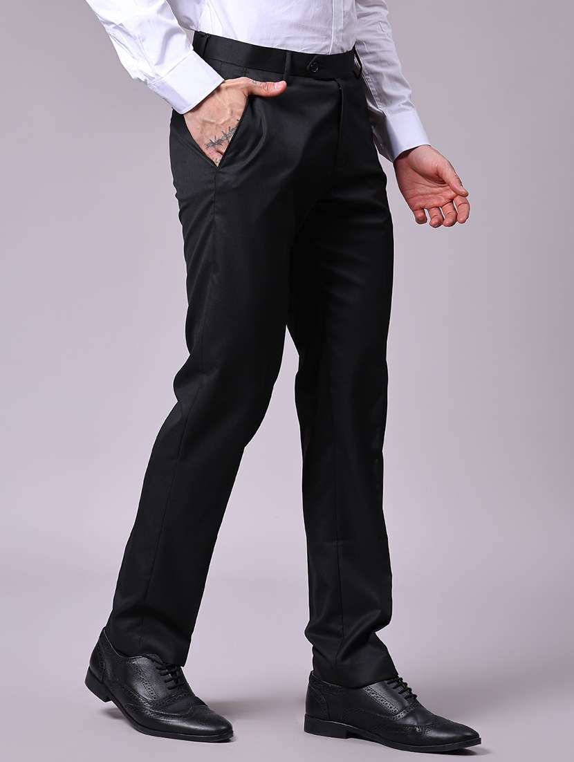 men solid mid rise flat front formal trouser - 21906404 -  Standard Image - 2