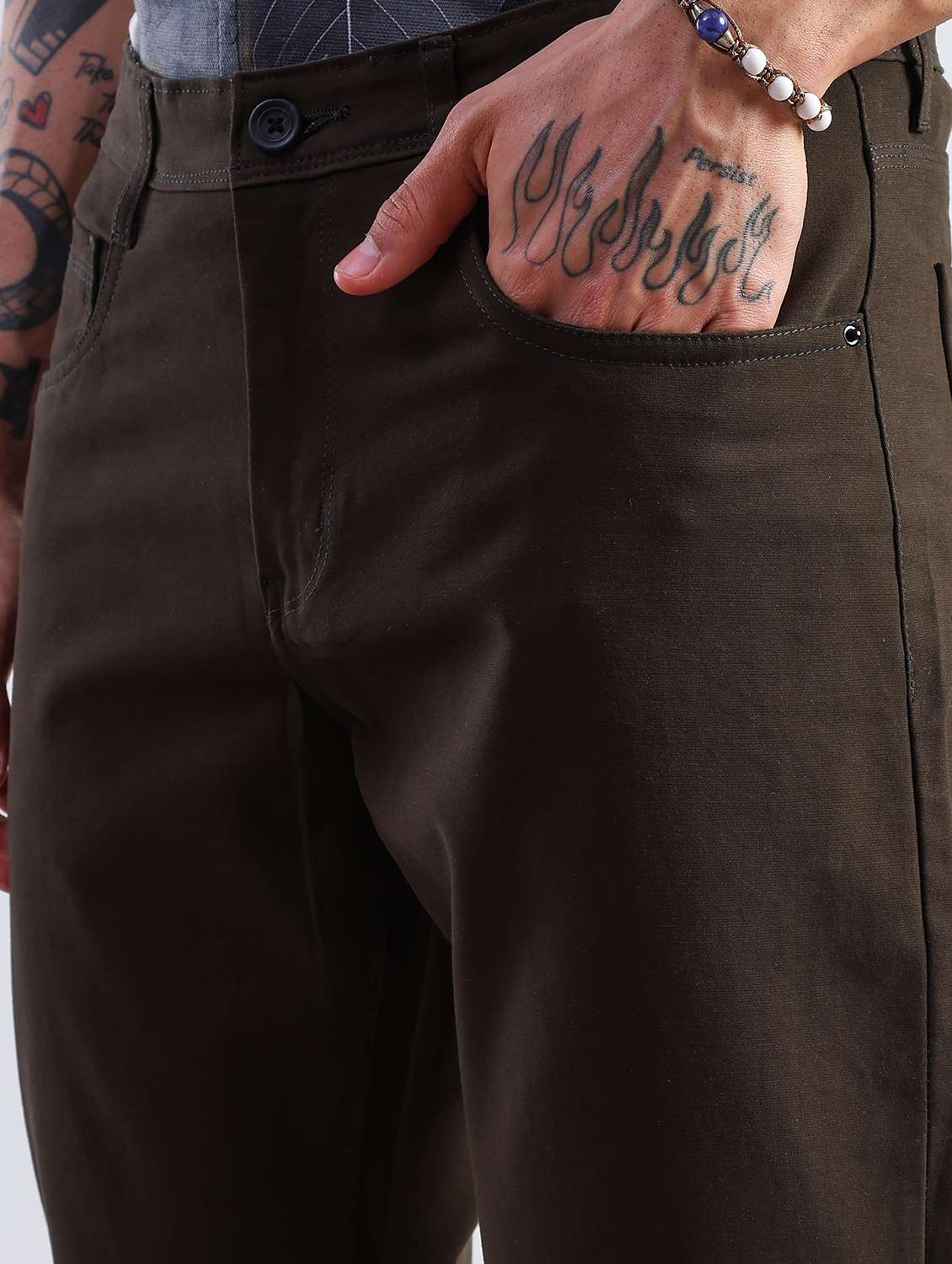 men solid mid rise chinos casual trouser - 21906411 -  Standard Image - 2