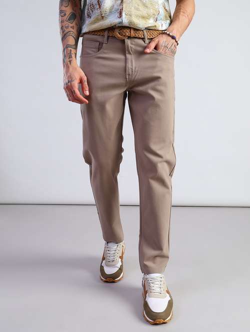 men solid mid rise chinos casual trouser - 21906413 - Standard Image - 0