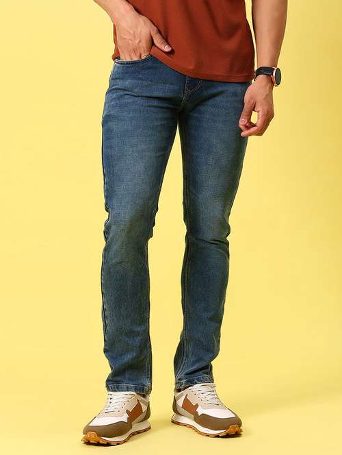 men's blue slim fit denim casual jeans - 21906499 - Standard Image - 0