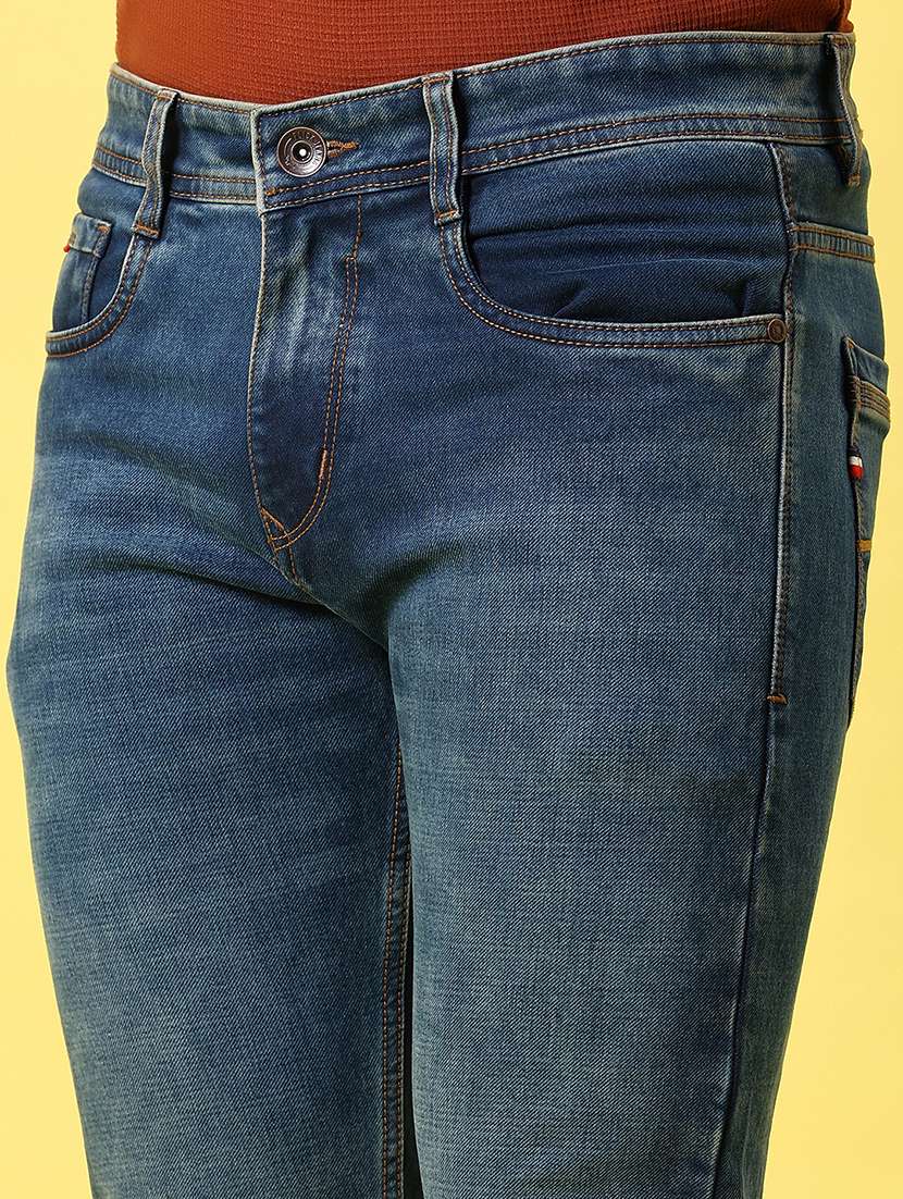 men's blue slim fit denim casual jeans - 21906499 - Standard Image - 2