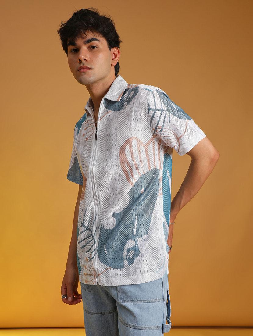 men printed short sleeve regular fit casual shirt - 21906566 - Standard Image - 2