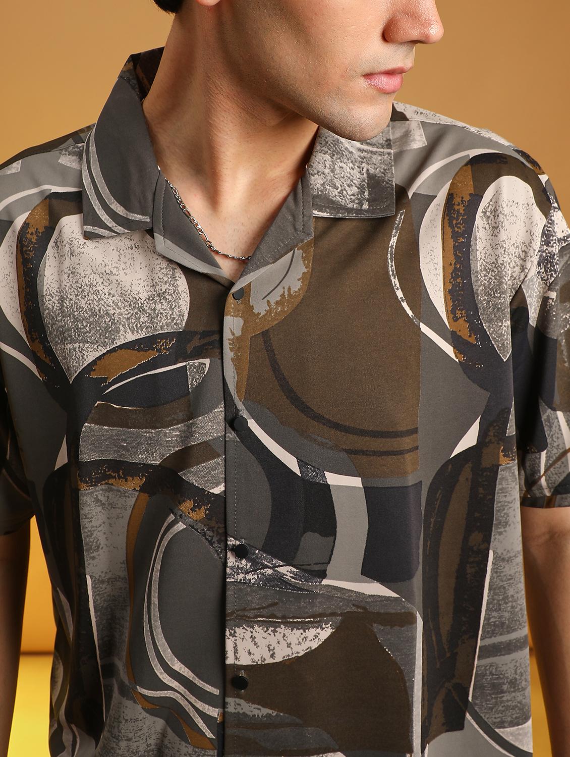olive cotton casual shirt - 21906567 - Standard Image - 2