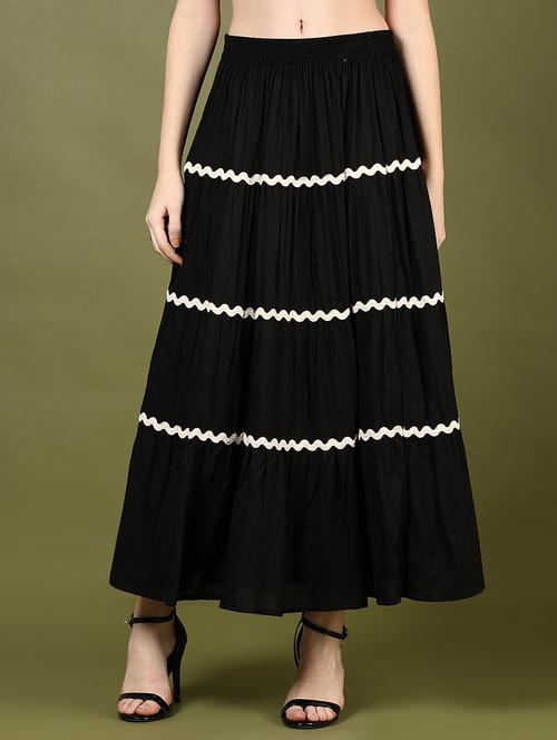 women black solid mid rise tiered skirt - 21906640 -  Standard Image - 0