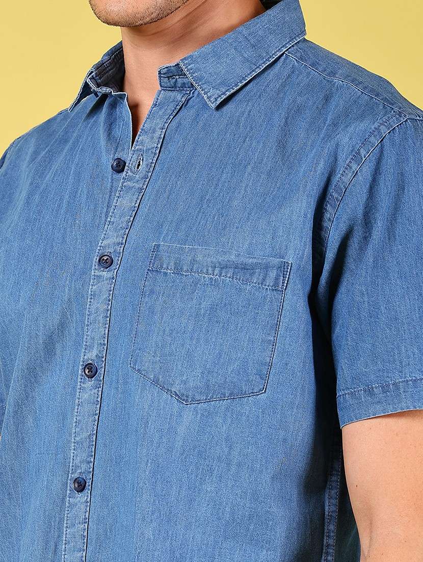 men solid collared short sleeve casual shirt - 21906765 -  Standard Image - 2