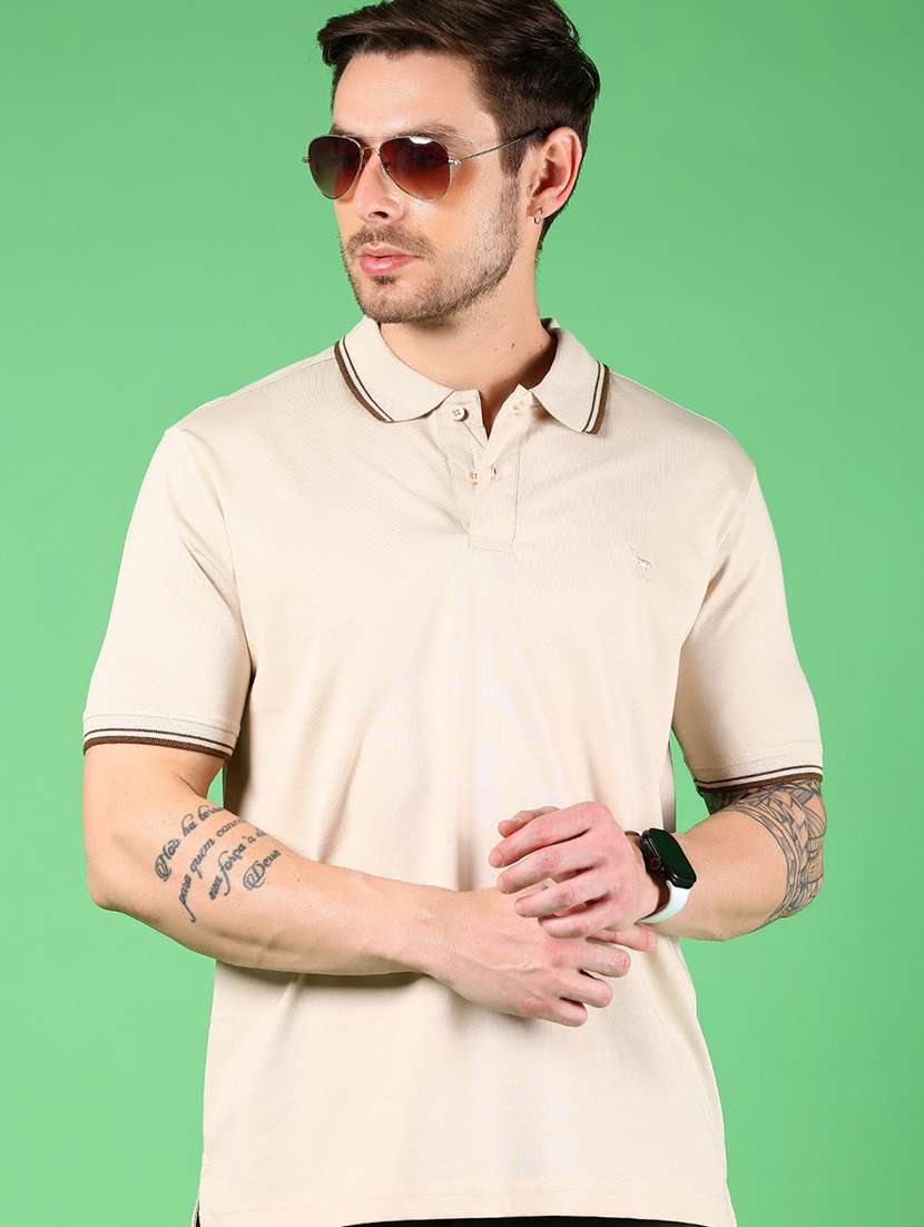 men solid short sleeve polo t-shirt