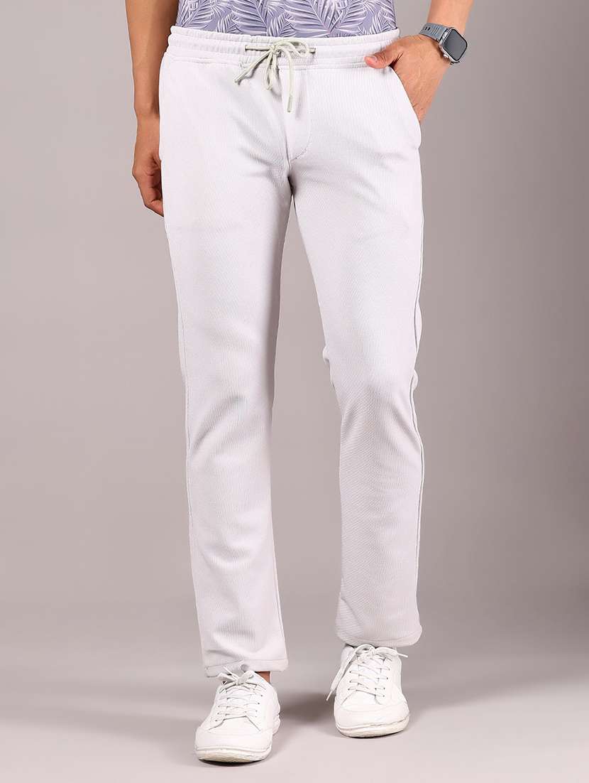 men solid md rise casual chinos 
