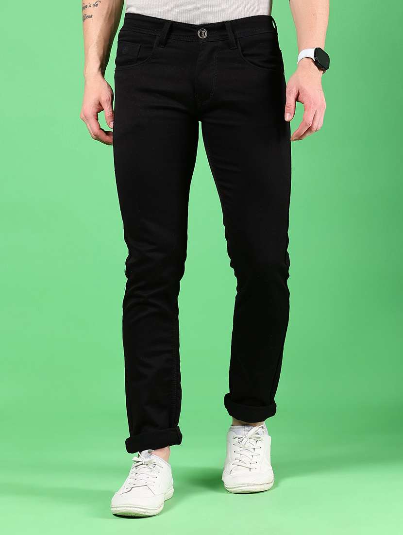 men solid mid rise slim fit jean