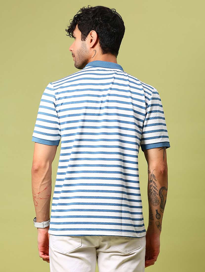 men striped short sleeve regular fit polo t-shirt - 21906799 - Standard Image - 2