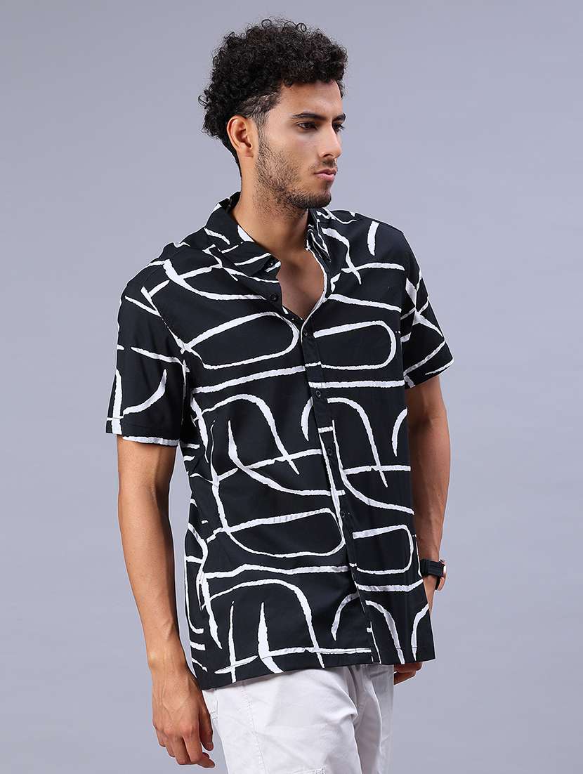 black rayon casual shirt - 21906845 -  Standard Image - 2