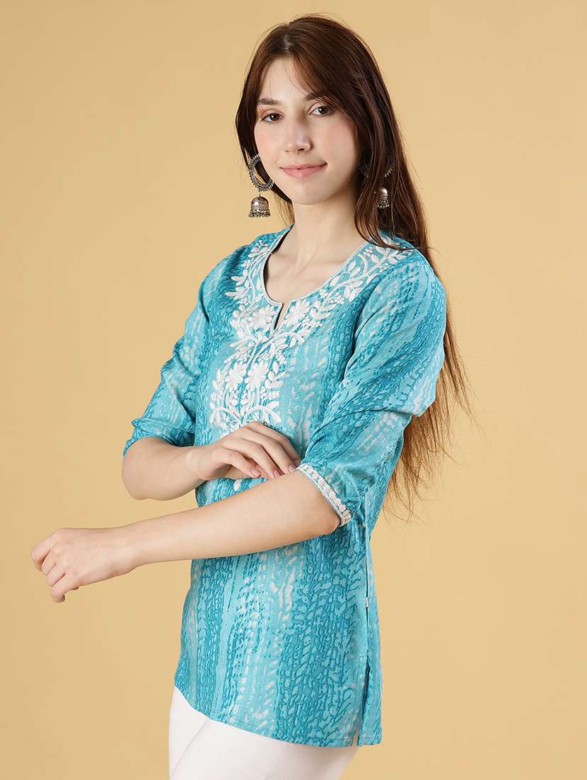 women printed three quarter sleeve kurti - 21907102 -  Standard Image - 2