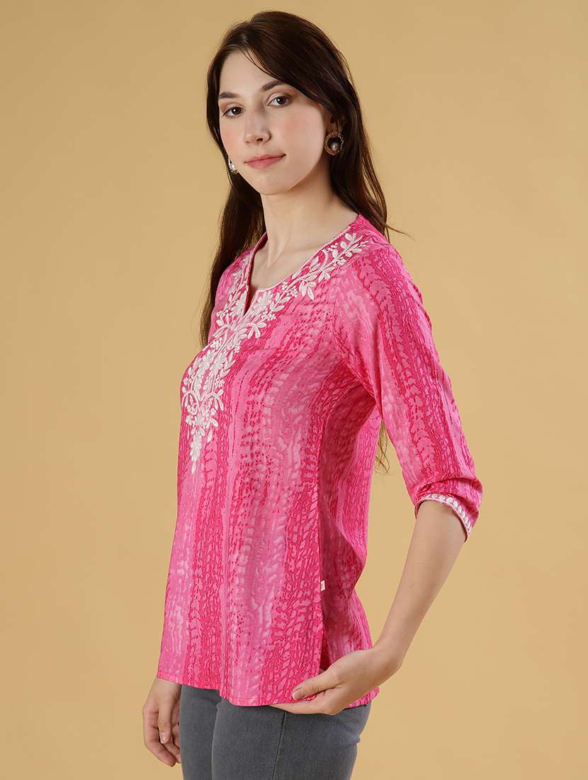 women printed three quarter sleeve kurti - 21907103 -  Standard Image - 2