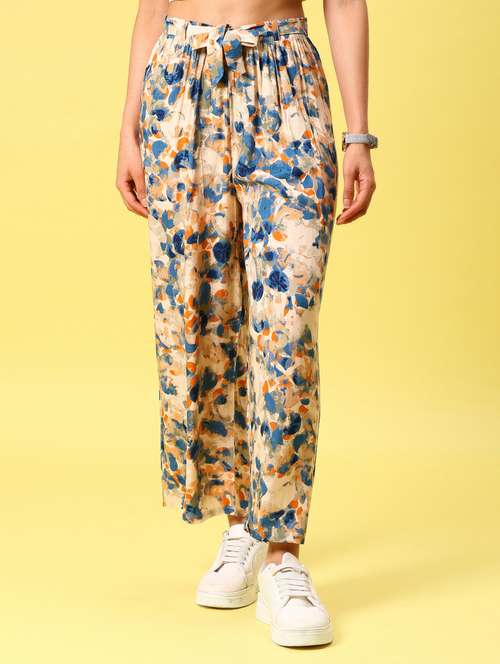 women printed mid rise straight palazzo - 21907126 -  Standard Image - 0