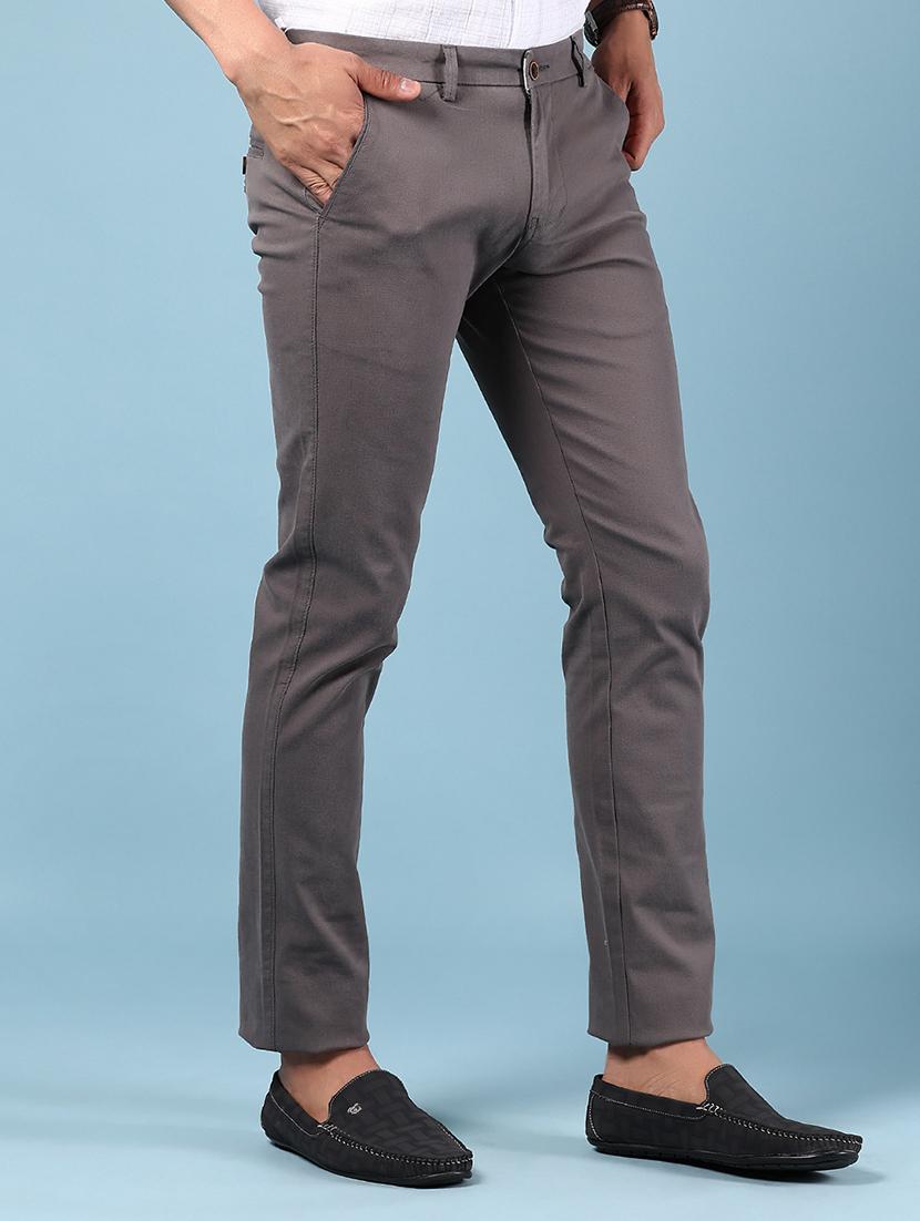 men solid md rise flat front casual chinos - 21907546 - Standard Image - 2