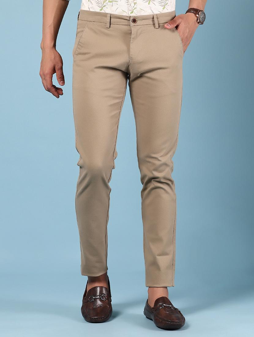men solid md rise flat front casual chinos - 21907548 - Zoom Image - 0
