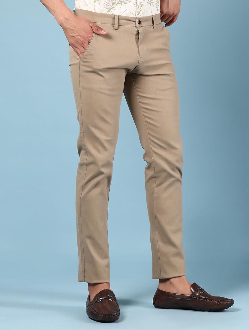 men solid md rise flat front casual chinos - 21907548 - Standard Image - 2