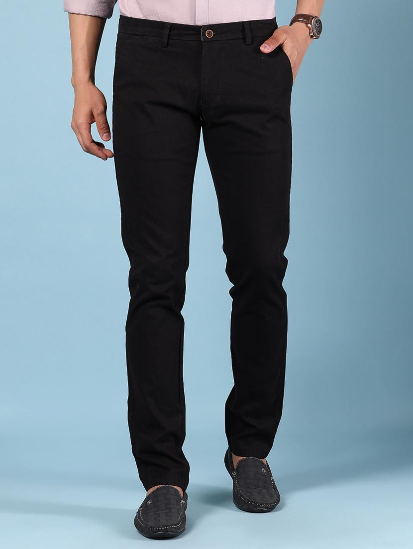 men solid md rise flat front casual chinos - 21907549 - Zoom Image - 0
