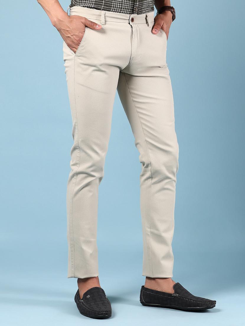 men solid md rise flat front casual chinos - 21907551 - Standard Image - 2