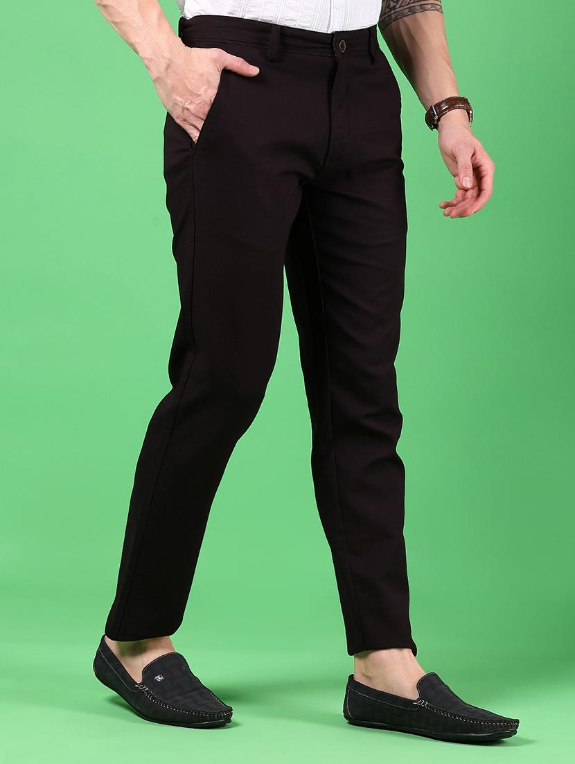men solid md rise flat front casual chinos - 21907587 - Standard Image - 2