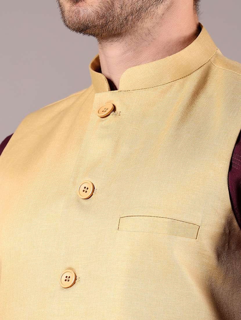 men solid sleeveless nehru jacket - 21907590 -  Standard Image - 2