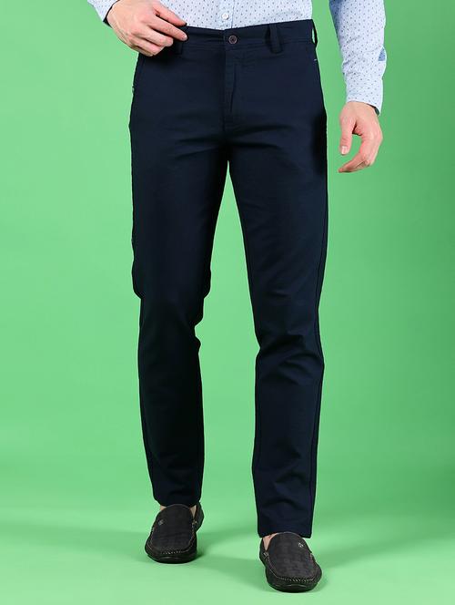 men solid md rise flat front casual chinos - 21907595 - Standard Image - 0
