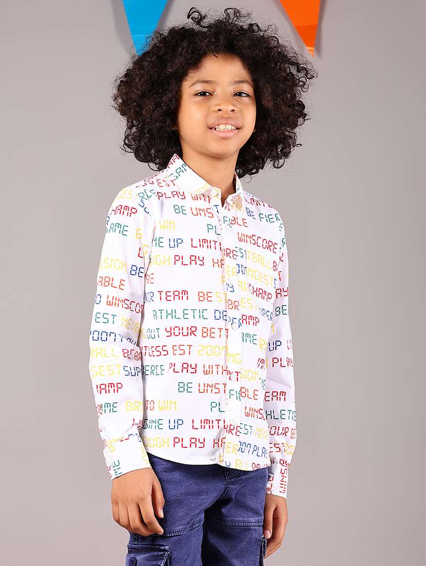 boys printed collared long sleeve shirt - 21907622 -  Standard Image - 2