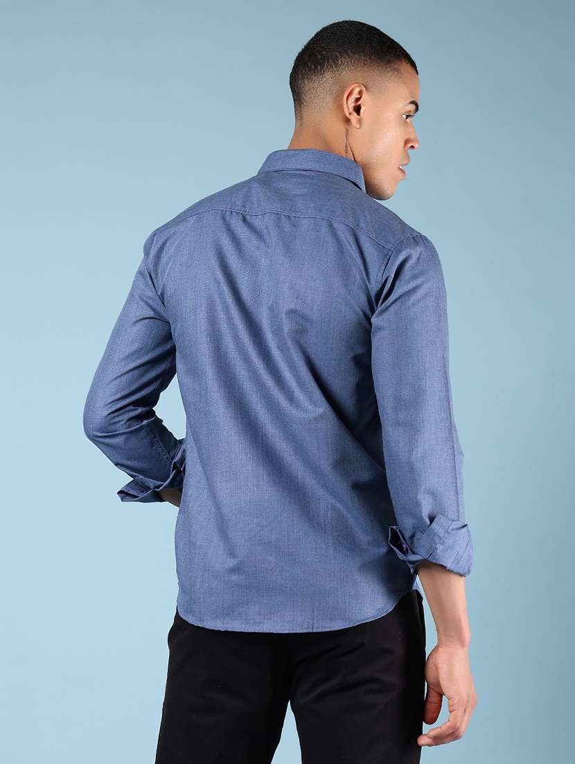 men solid long sleeve regular fit casual shirt - 21907644 - Standard Image - 2
