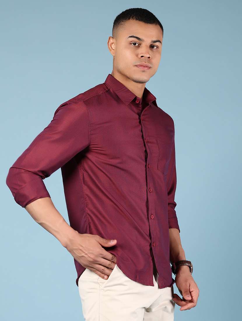 men solid collared long sleeve shirt - 21907645 -  Standard Image - 2