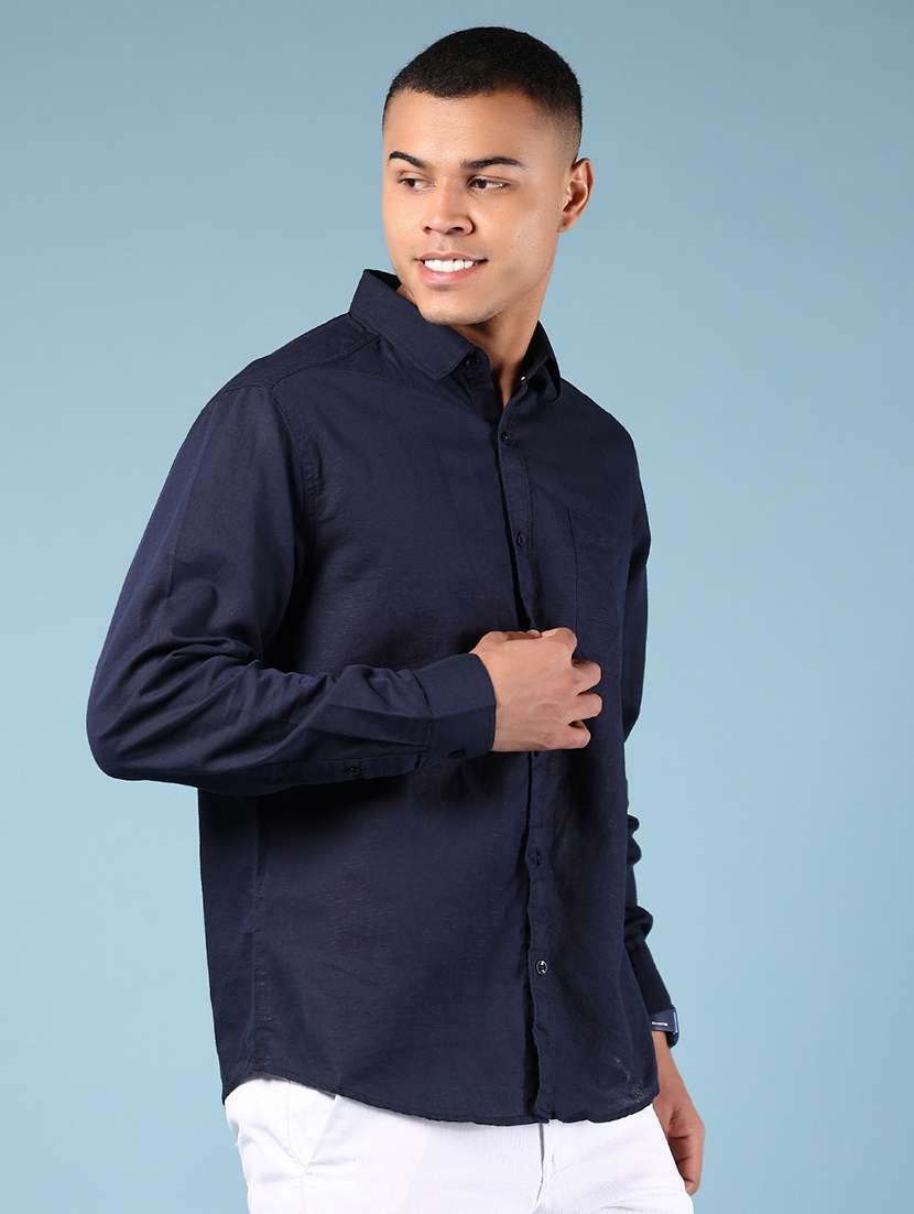 men solid collared long sleeve shirt - 21907651 -  Standard Image - 2