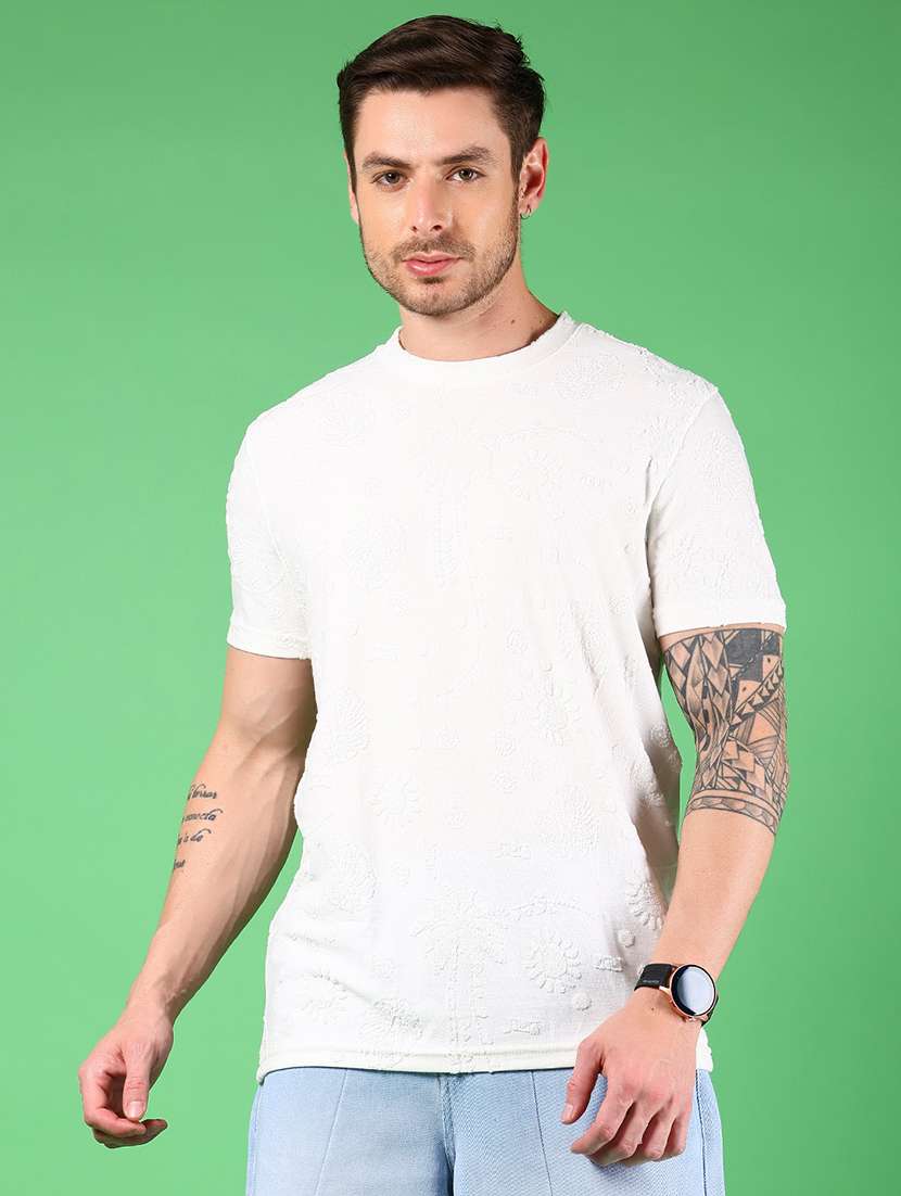 men solid short sleeve reguar fit t-shirt