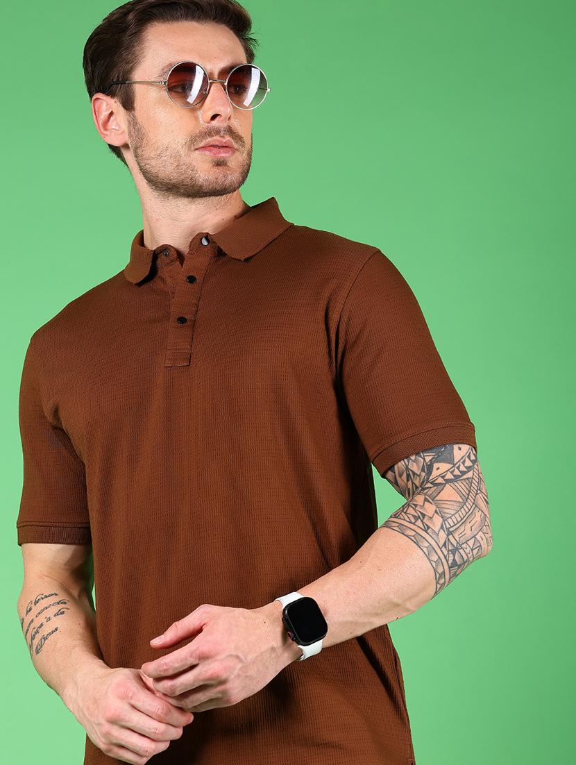men solid short sleeve regular fit polo t-shirt - 21907675 - Zoom Image - 0