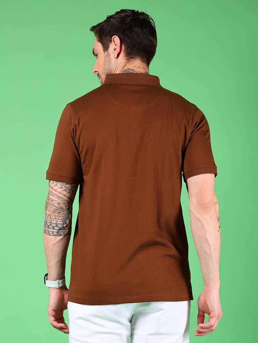 Men Solid Short Sleeve Regular Fit Polo T Shirt