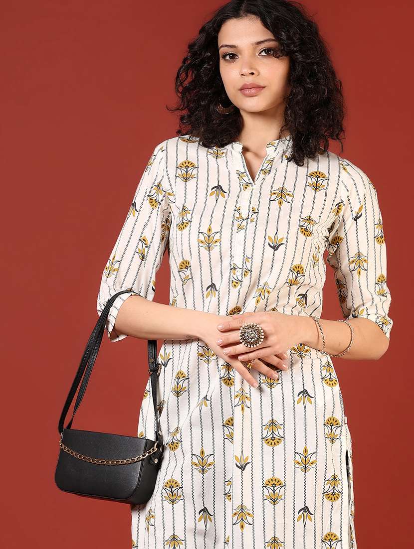 women three quarter sleeve straight kurta - 21907681 -  Standard Image - 2