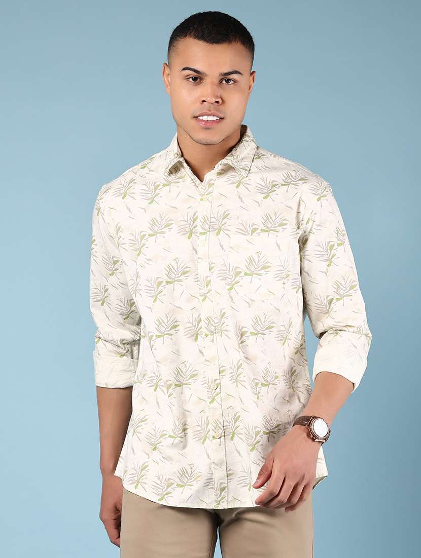 men printed long sleeve regular fit casual shirt