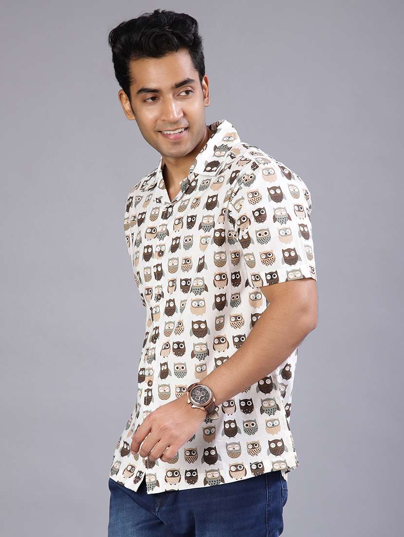 men printed collared short sleeve regular fit shirt - 21907782 -  Standard Image - 2