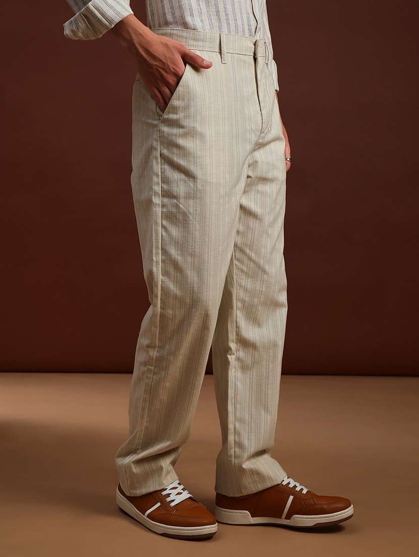 men self design mid rise flat front casual trouser - 21907812 -  Standard Image - 2