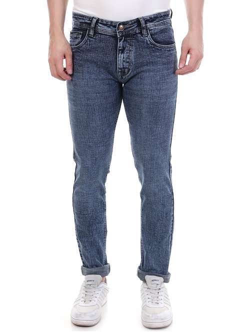 men blue mid rise slim fit denim jean - 21908112 - Standard Image - 0