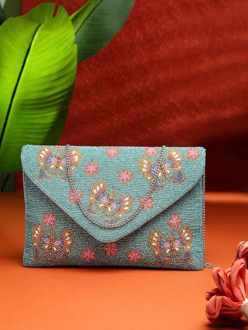women turquoise embellished sling bag - 21908155 -  Standard Image - 0