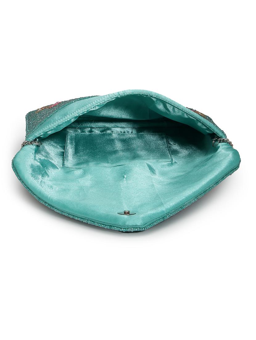 women turquoise embellished sling bag - 21908155 - Standard Image - 2
