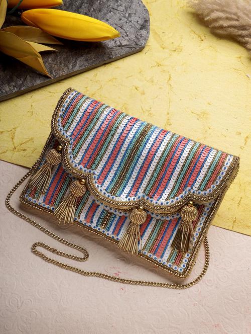 women striped embellished sling bag - 21908158 - Standard Image - 0