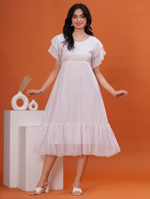 women swiss dot short sleeve tiered dress - 21908269 -  Standard Image - 0