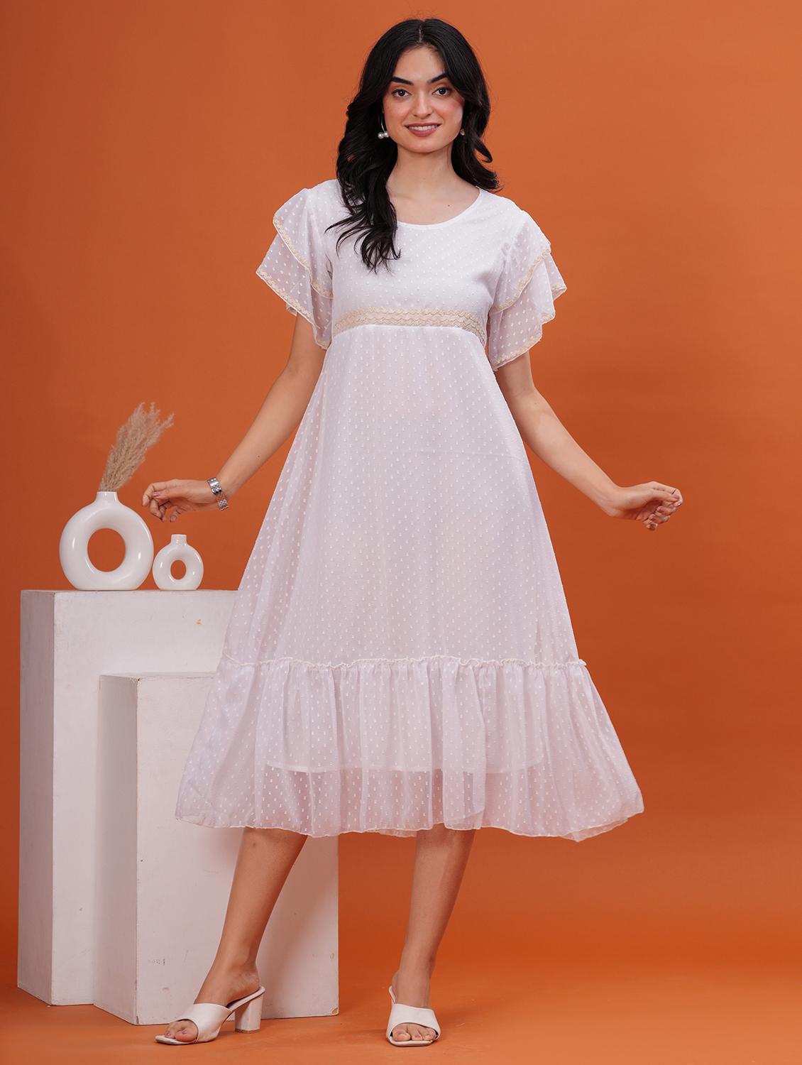 women swiss dot short sleeve tiered dress - 21908269 -  Zoom Image - 0