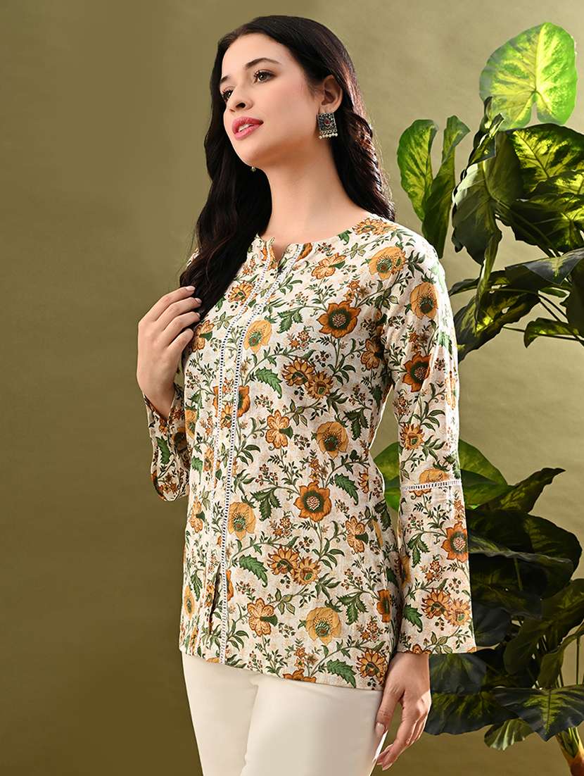 women floral printed bell sleeves regular top - 21908309 -  Standard Image - 2