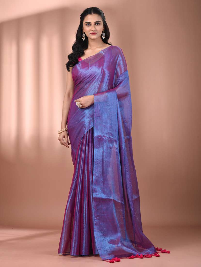 women solid casual wear saree with blouse