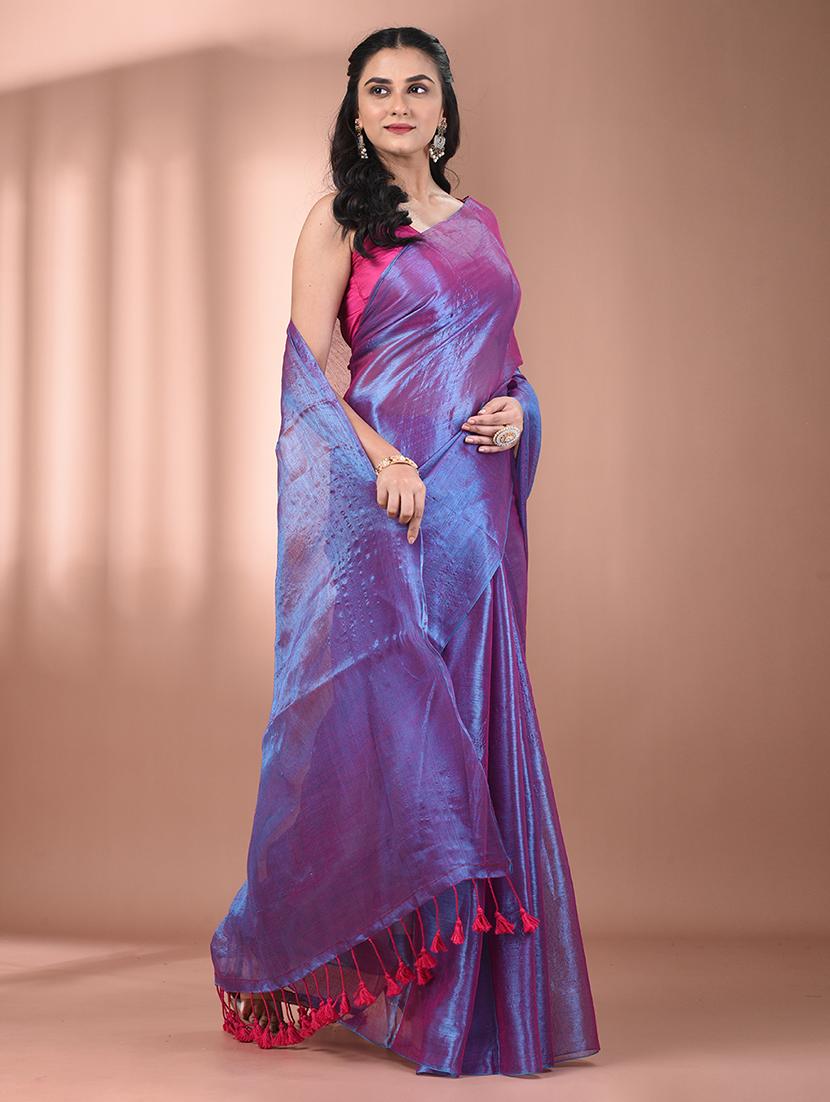 women solid casual wear saree with blouse - 21908330 - Standard Image - 2