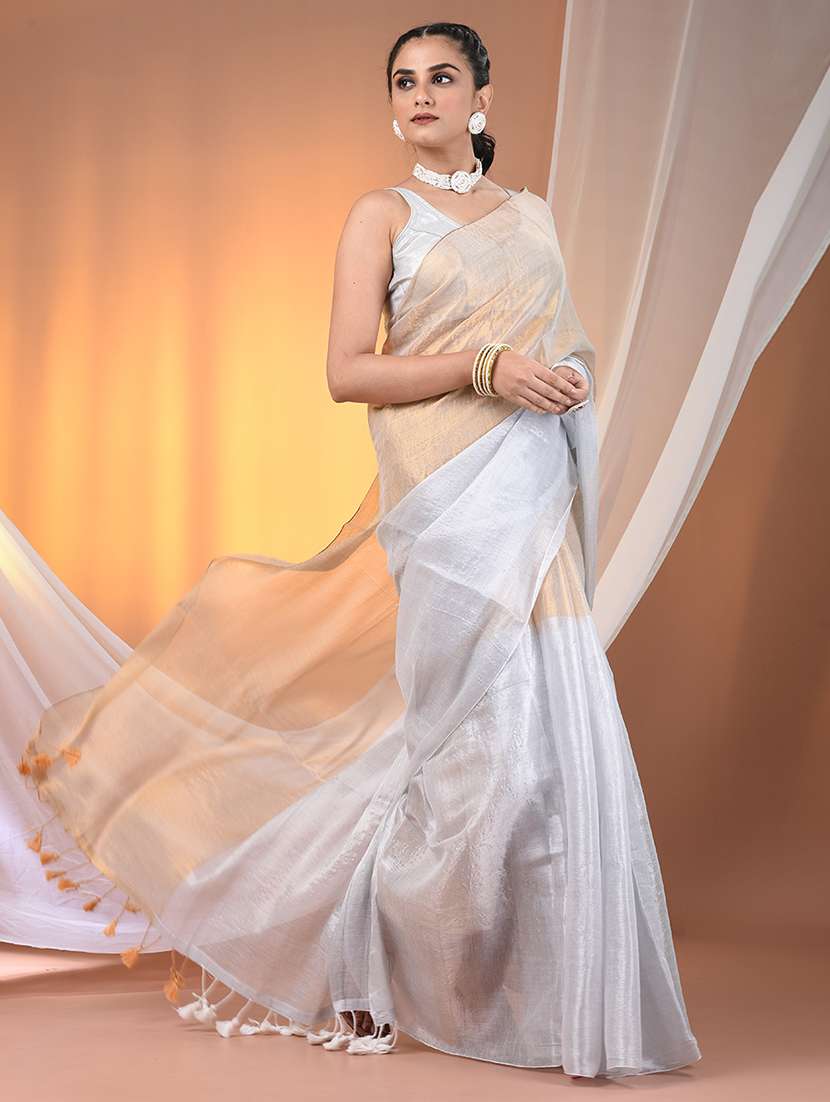 women gold handloom saree with blouse - 21908332 -  Standard Image - 2