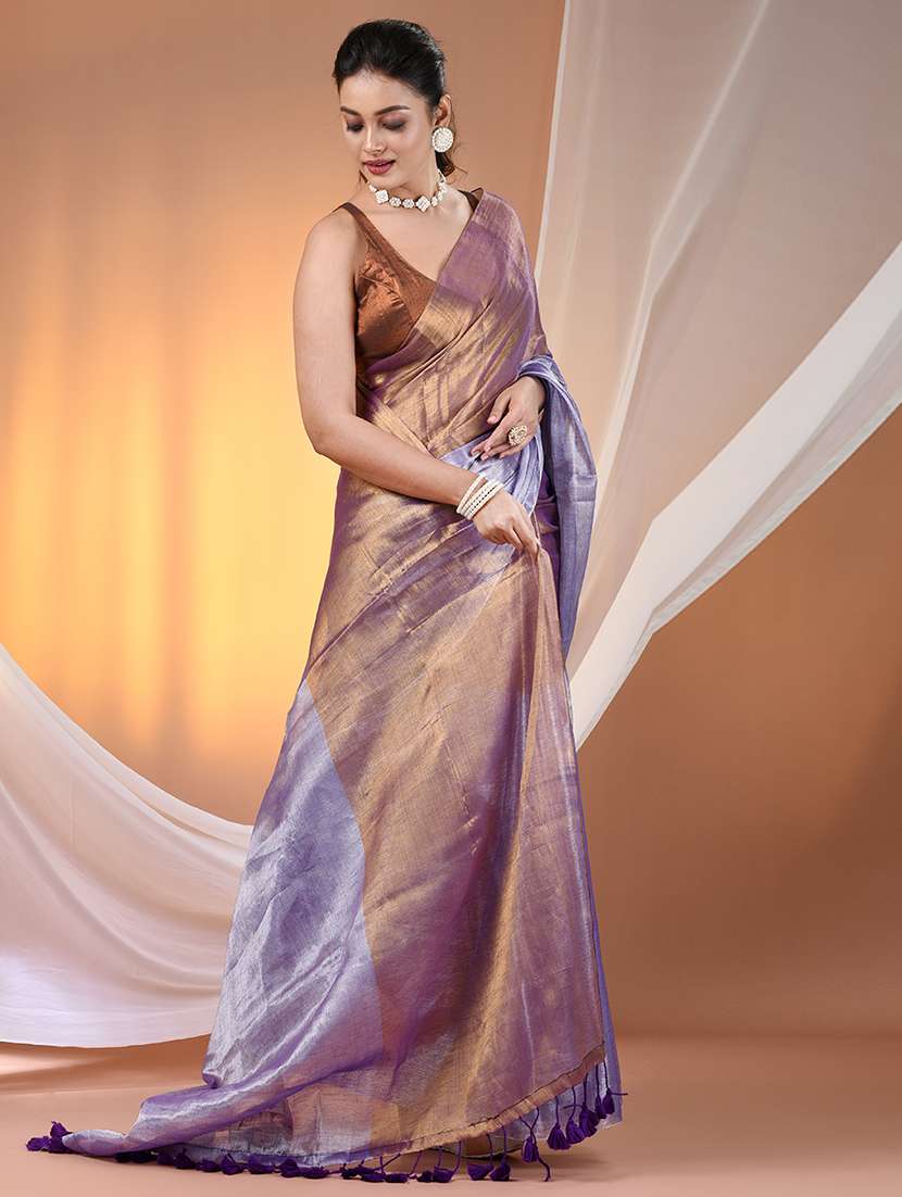 women copper handloom saree with blouse - 21908338 -  Standard Image - 2