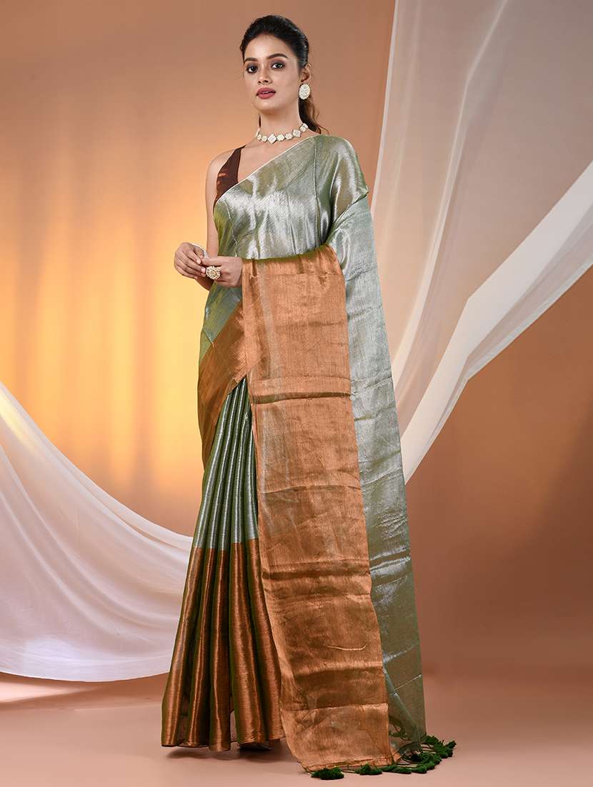 women green handloom saree with blouse
