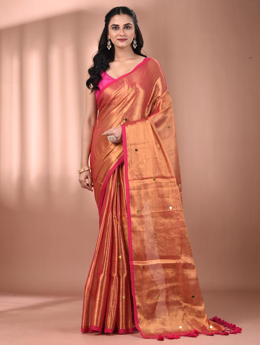 women solid with work embellished saree with blouse - 21908348 - Zoom Image - 0