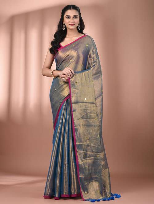women solid with work embellished saree  with blouse - 21908350 -  Standard Image - 0